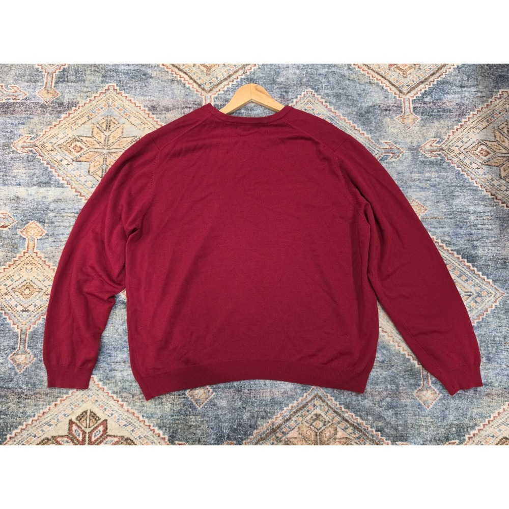 Brooks Brothers Mens Sweater Lot XL Merino Wool V Neck Red Gray Pullover - Picture 6 of 9